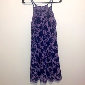 Small Francesca’s Light/Dark Purple Zip Up Back Lace A-Line Dress Never worn!